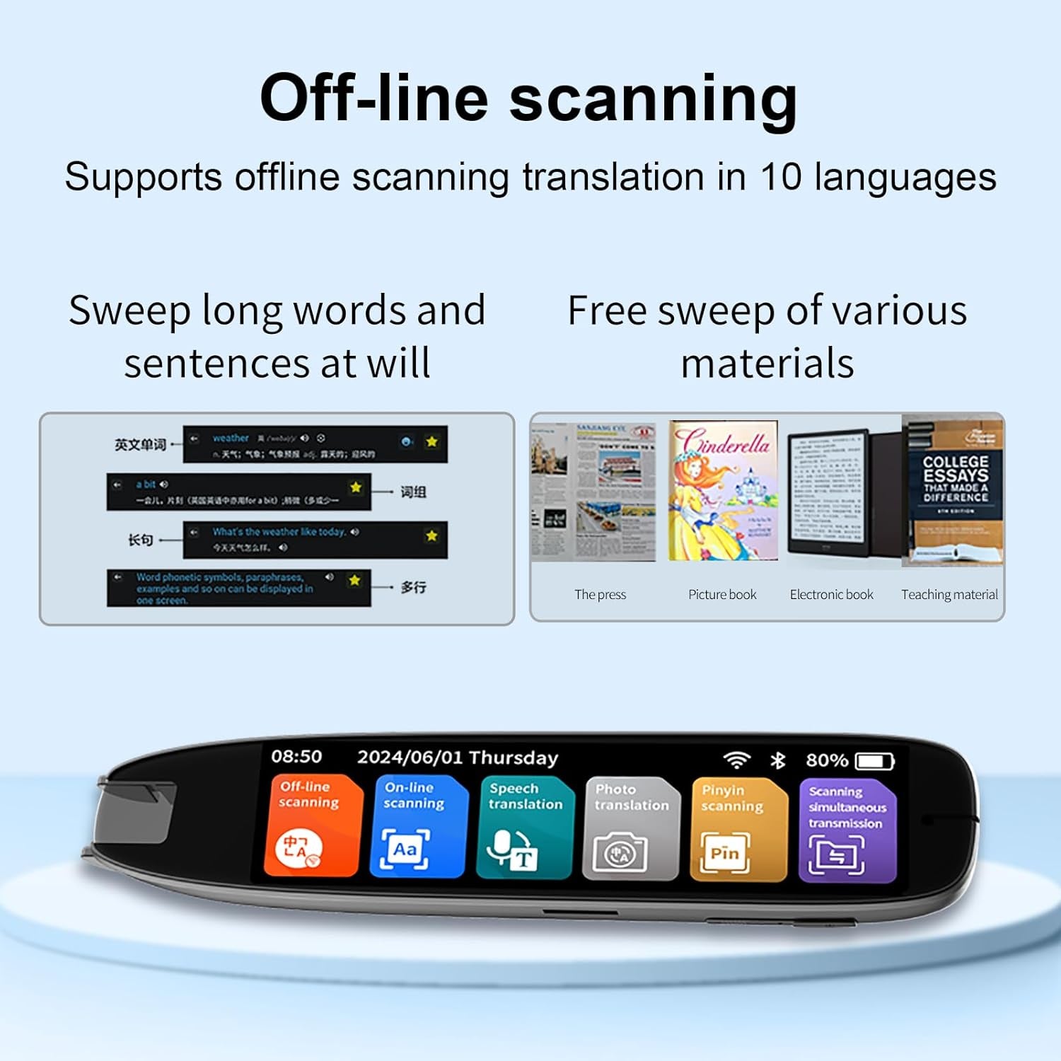 Translation Pen, 142 Language Translation Devices Translator Pen, Text Extract Pen, Pen Scanner for Travel Learning and Reading Disabilities Translation Pen