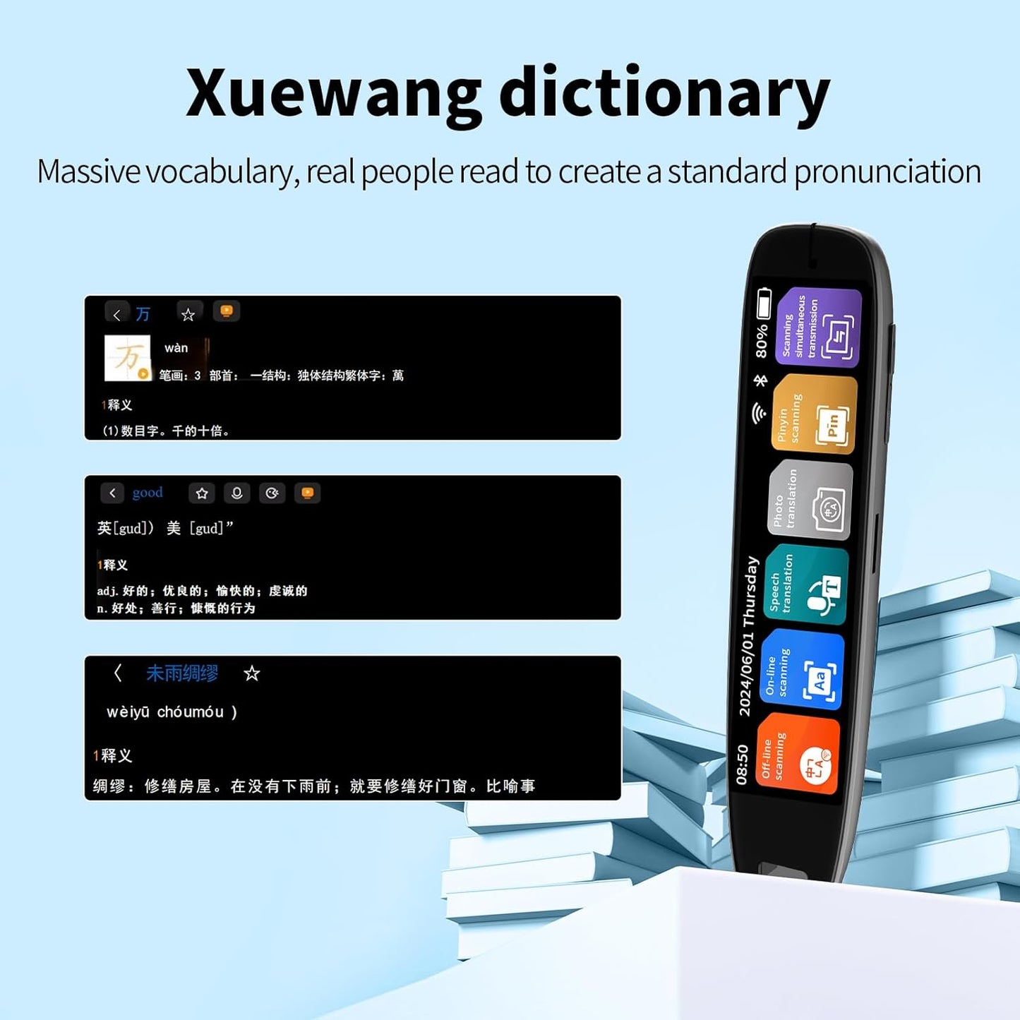 Translation Pen, 142 Language Translation Devices Translator Pen, Text Extract Pen, Pen Scanner for Travel Learning and Reading Disabilities Translation Pen